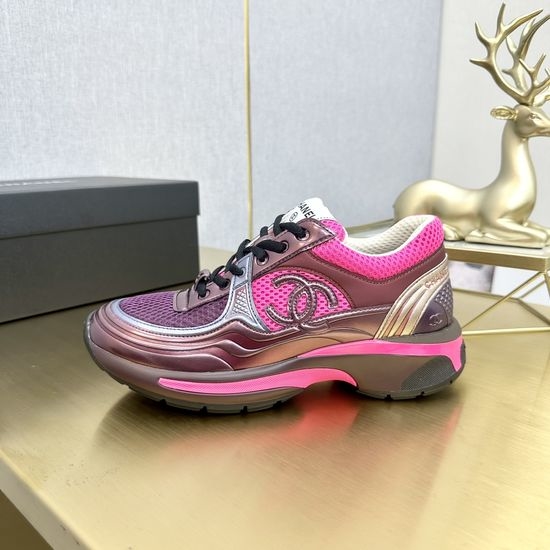 Chanel Embroidered Upper Casual Athletic Sneakers with Mixed Color Design