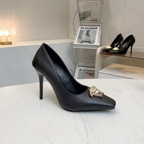 Versace Genuine Leather Classic High Heels Elegant Footwear