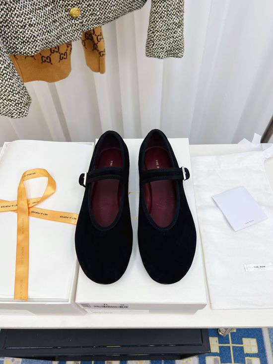The Row Minimalist Leather Ballet Flats with Soft Soles