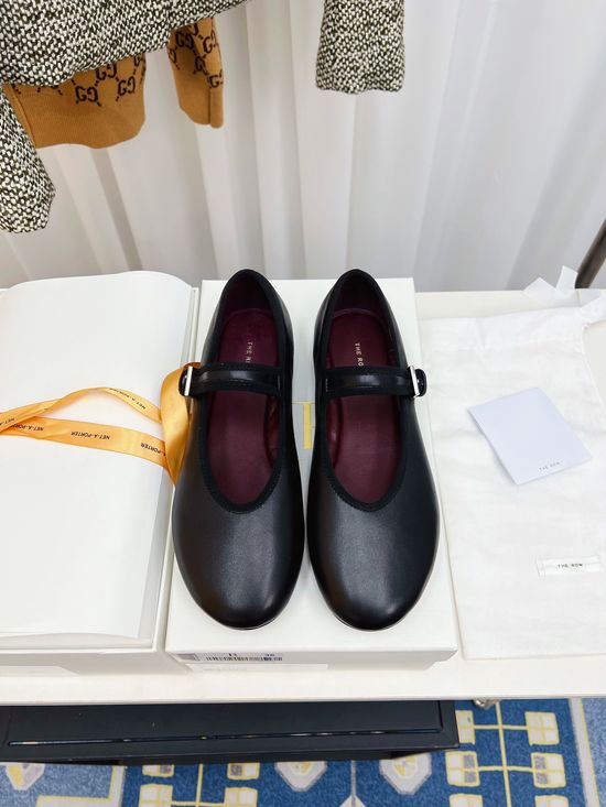 The Row Minimalist Leather Ballet Flats with Soft Soles