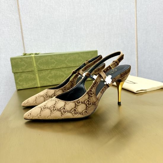 Gucci Embossed Pattern Stiletto Heel Dress Sandals