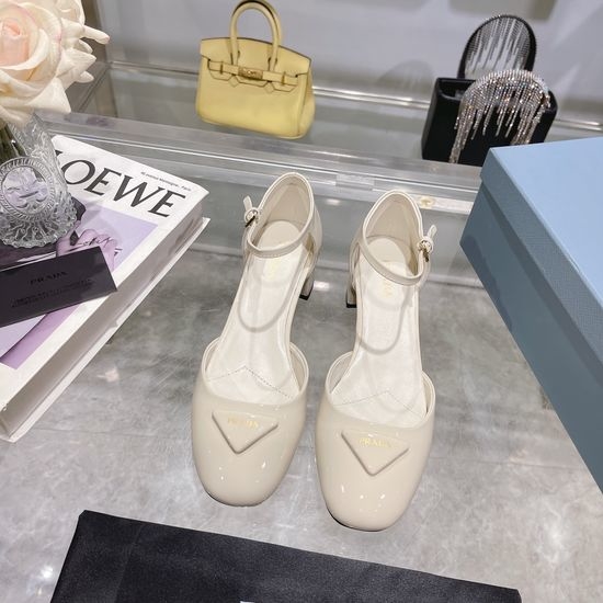 Prada Low Heel Patent Leather Mary Jane Sandals
