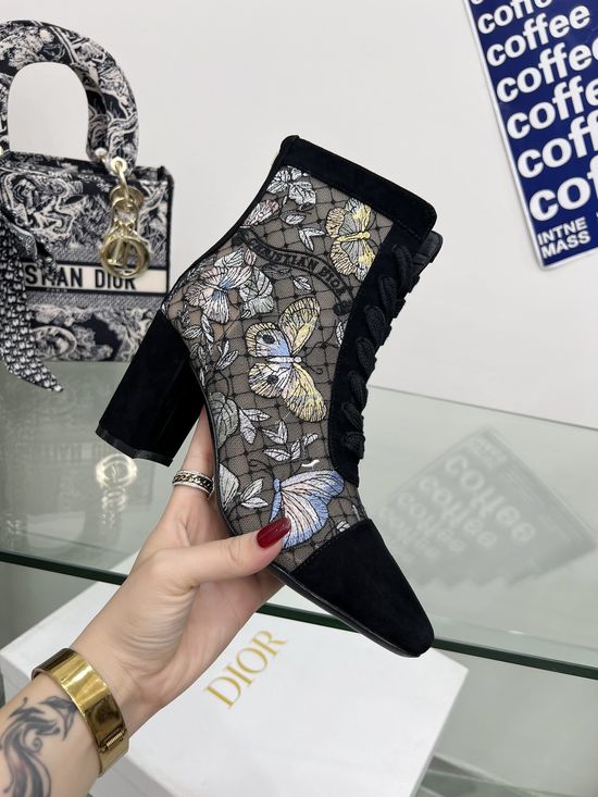 Christian Dior Stiletto Heel Boots with Embroidered Logo Detail