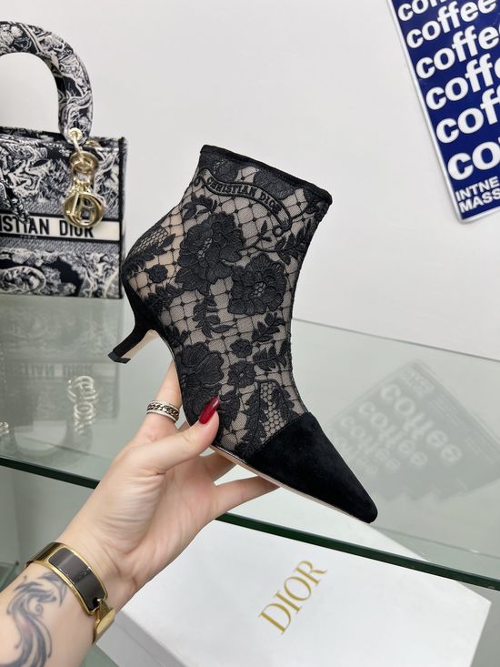Christian Dior Extra High Heel Boots with Custom Floral Design