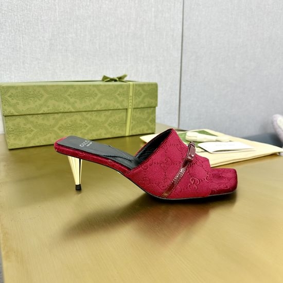 Gucci Velvet Bow High Heel Open Toe Slide Sandals