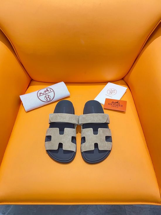Hermes Velcro Flat Casual Sandals Soft Sole Comfortable Slides