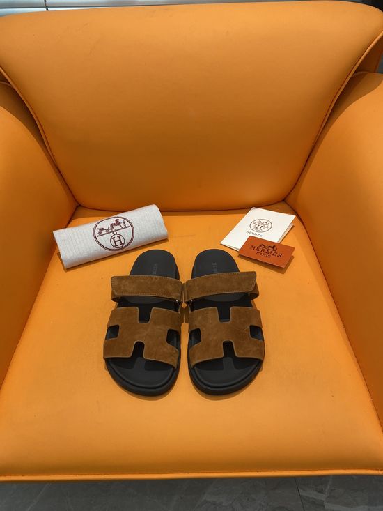Hermes Velcro Flat Casual Sandals Soft Sole Comfortable Slides