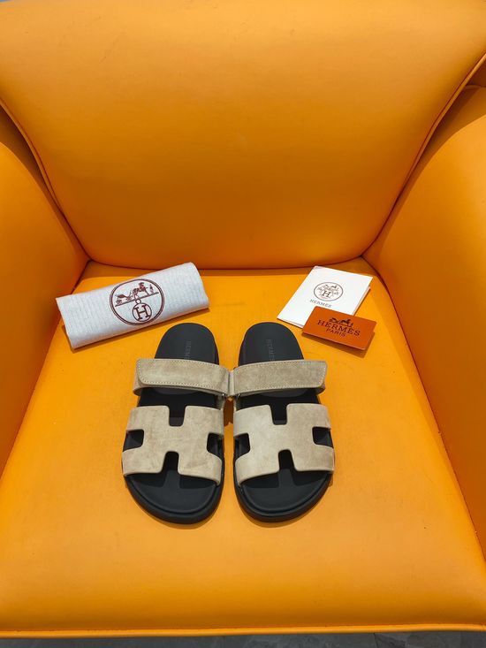Hermes Velcro Flat Casual Sandals Soft Sole Comfortable Slides