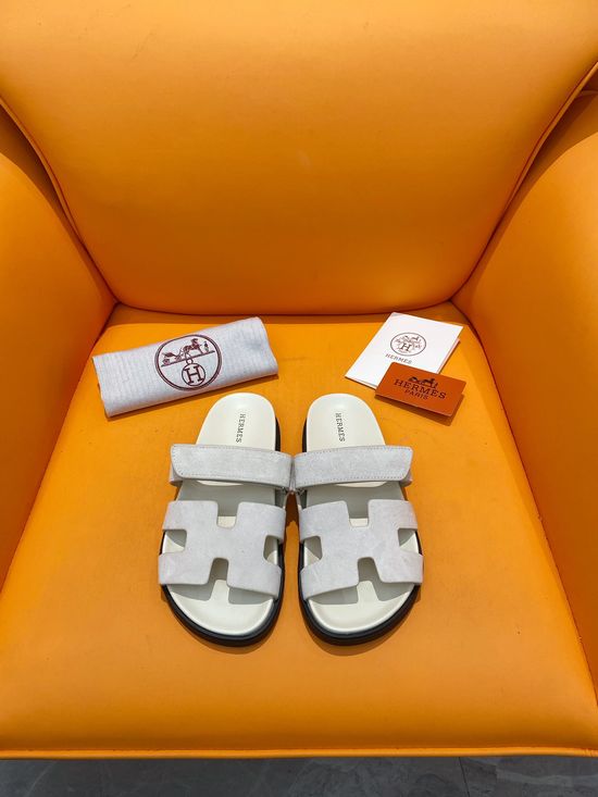 Hermes Velcro Flat Casual Sandals Soft Sole Comfortable Slides