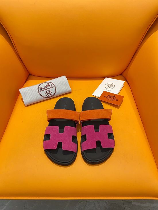 Hermes Velcro Flat Casual Sandals Soft Sole Comfortable Slides