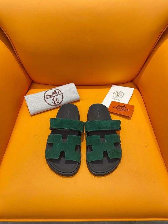 Hermes Velcro Flat Casual Sandals Soft Sole Comfortable Slides
