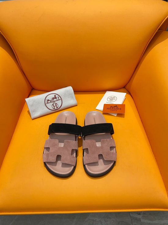Hermes Velcro Flat Casual Sandals Soft Sole Comfortable Slides