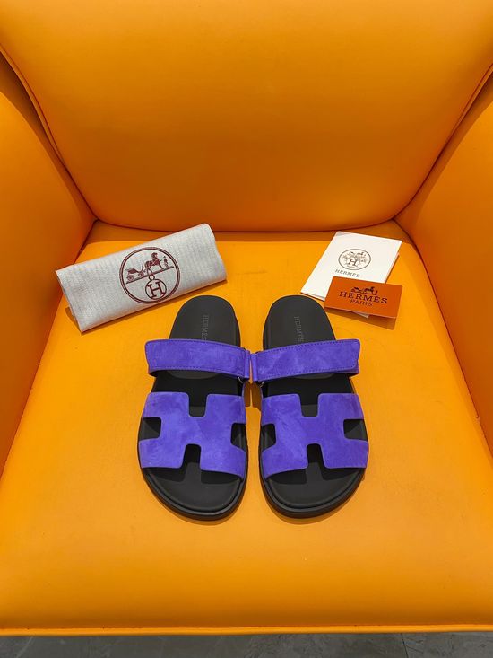 Hermes Velcro Flat Casual Sandals Soft Sole Comfortable Slides