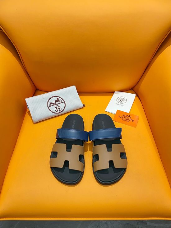 Hermes Velcro Flat Casual Sandals Soft Sole Comfortable Slides