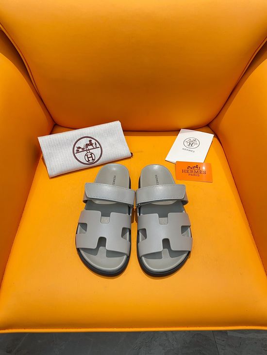 Hermes Velcro Flat Casual Sandals Soft Sole Comfortable Slides