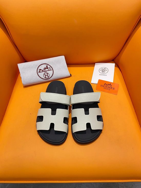 Hermes Velcro Flat Casual Sandals Soft Sole Comfortable Slides