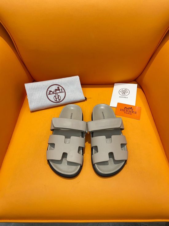 Hermes Velcro Flat Casual Sandals Soft Sole Comfortable Slides