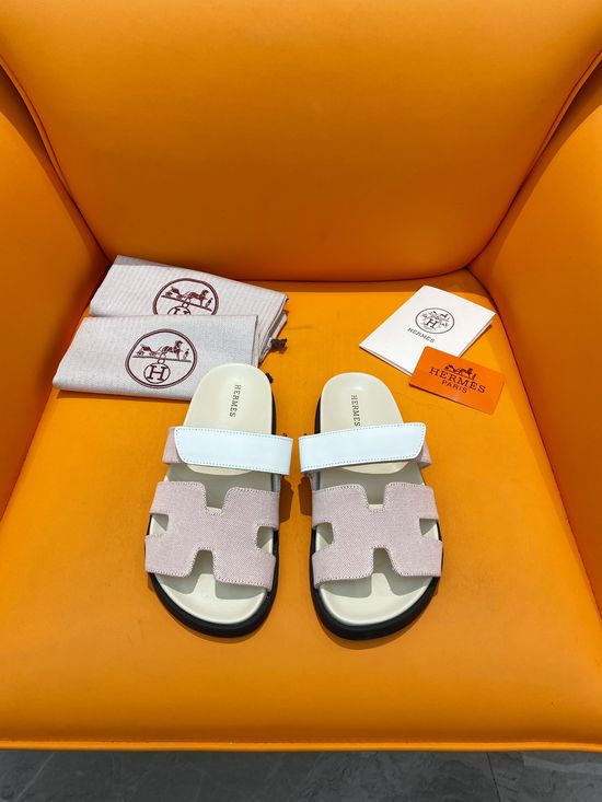 Hermes Velcro Flat Casual Sandals Soft Sole Comfortable Slides