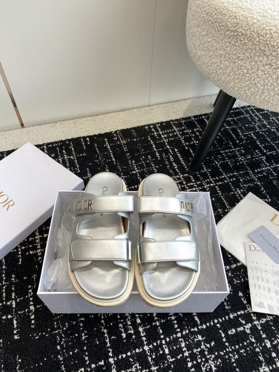 Christian Dior Adjustable Fabric Casual Flat Comfortable Slides