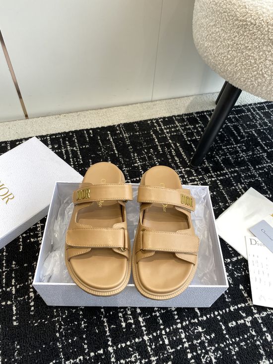 Christian Dior Adjustable Fabric Casual Flat Comfortable Slides