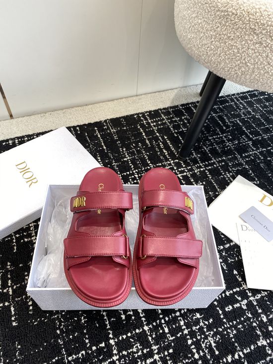 Christian Dior Adjustable Fabric Casual Flat Comfortable Slides