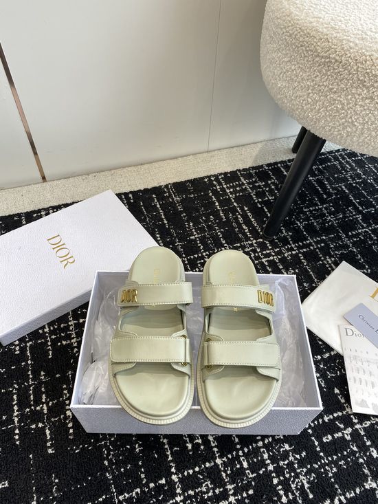 Christian Dior Adjustable Fabric Casual Flat Comfortable Slides