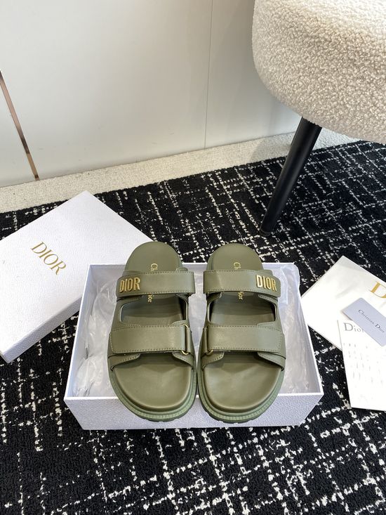 Christian Dior Adjustable Fabric Casual Flat Comfortable Slides