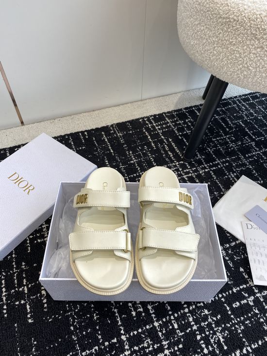 Christian Dior Adjustable Fabric Casual Flat Comfortable Slides