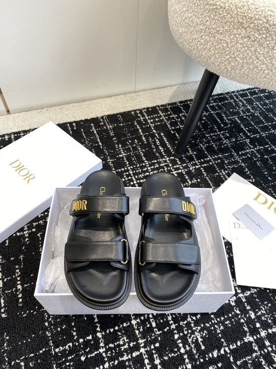 Christian Dior Adjustable Fabric Casual Flat Comfortable Slides
