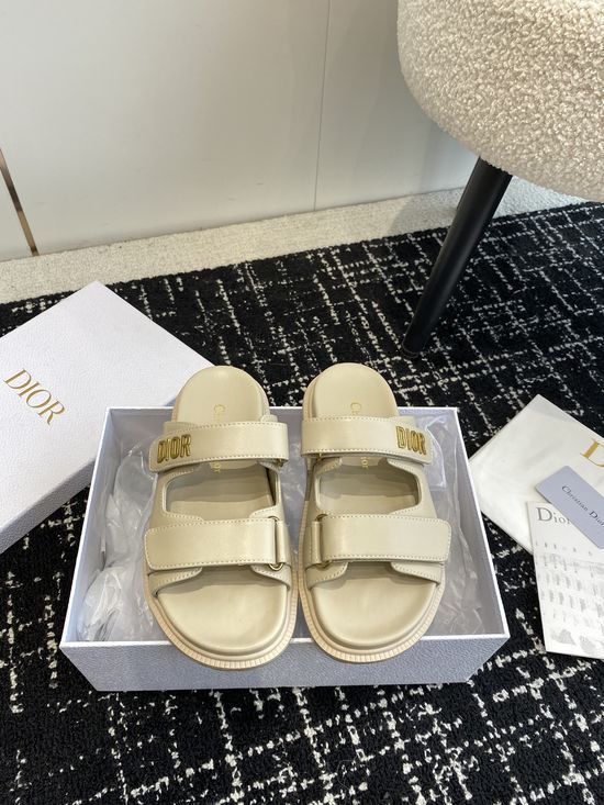 Christian Dior Adjustable Fabric Casual Flat Comfortable Slides