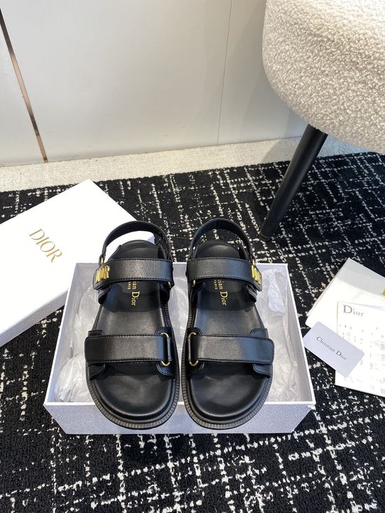 Christian Dior Studded Hook and Loop Flat Sandals Non Slip Sole