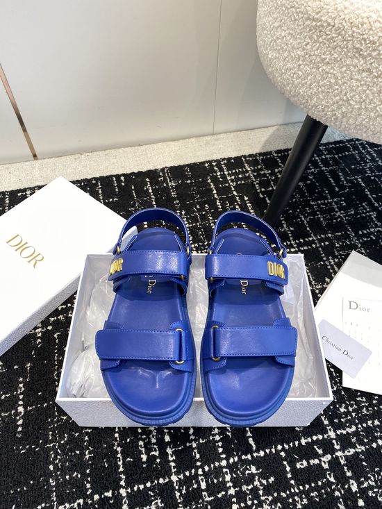 Christian Dior Studded Hook and Loop Flat Sandals Non Slip Sole