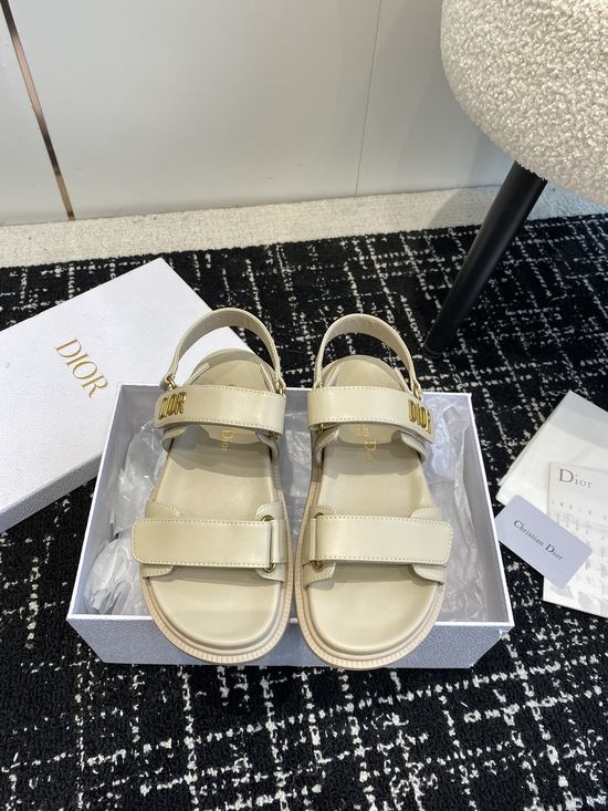 Christian Dior Studded Hook and Loop Flat Sandals Non Slip Sole
