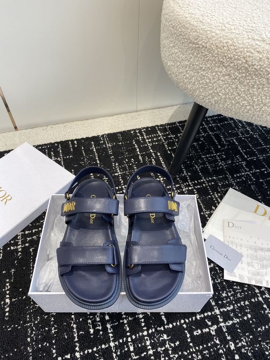Christian Dior Studded Hook and Loop Flat Sandals Stylish Casual Daily