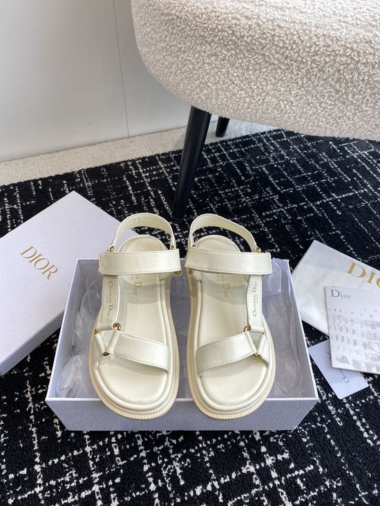 Christian Dior Comfortable Adjustable Leather Casual Summer Slides