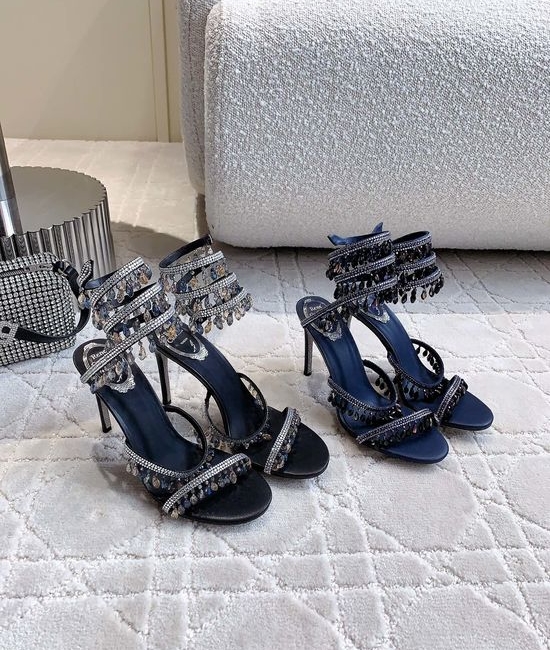 Rene Caovilla Crystal Pendant High-Heeled Sandals