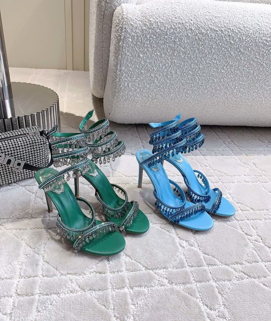 Rene Caovilla Crystal Pendant High-Heeled Sandals