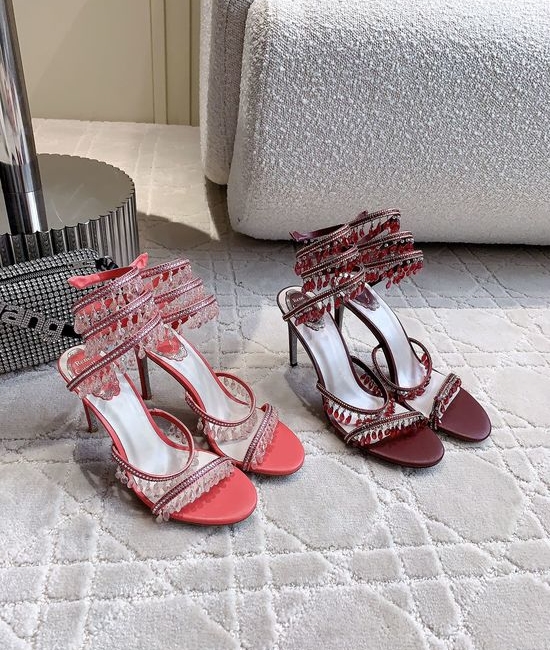 Rene Caovilla Crystal Pendant High-Heeled Sandals