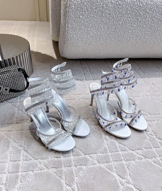 Rene Caovilla Crystal Pendant High-Heeled Sandals