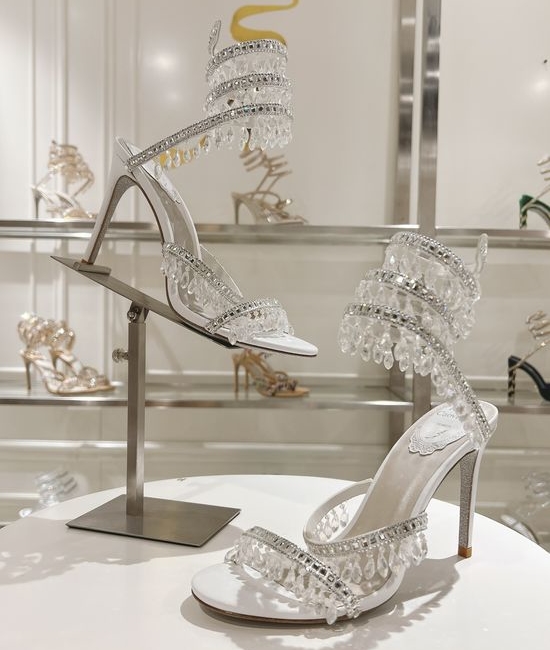 Rene Caovilla Rhinestone Decorated Strappy High Heel Sandals