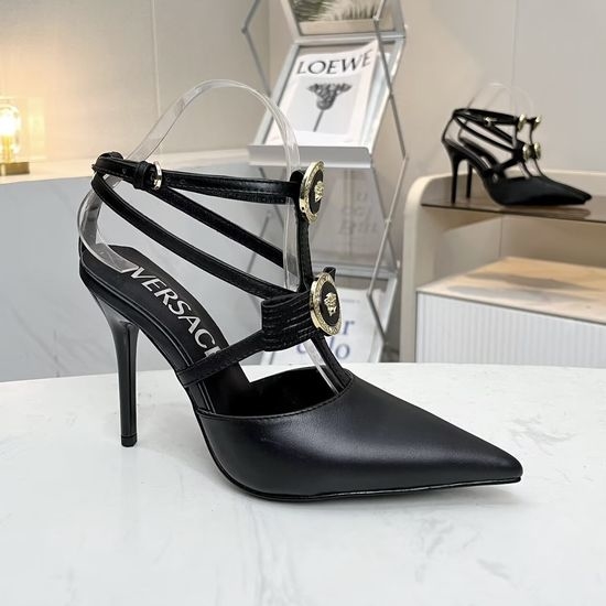 Versace Elegant Stiletto Sandals Cowhide Upper Sheepskin Lining