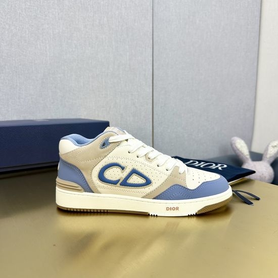 Christian Dior CD Genuine Leather Mid Top Casual Sneakers Printed Decor