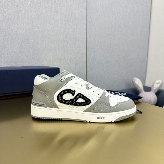 Christian Dior CD Genuine Leather Mid Top Casual Sneakers Printed Decor