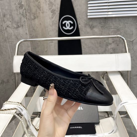 Chanel Classic Sheepskin Wool Blend Ballet Flat Shoes