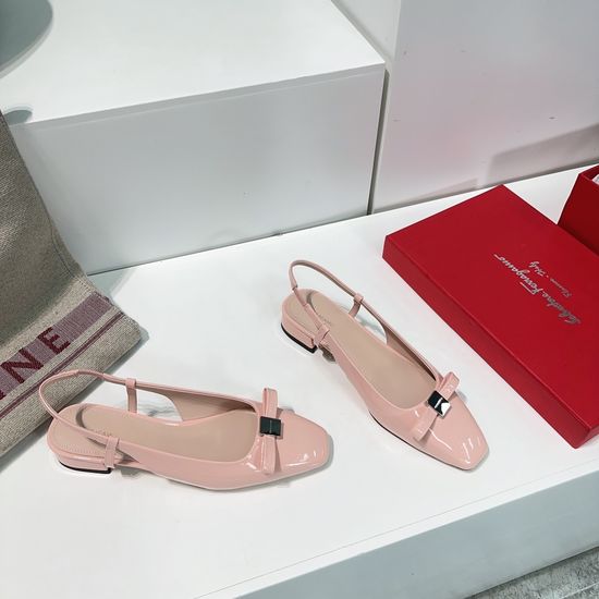 Ferragamo Bow Buckle Two-tone Block Heel Slingback Shoes