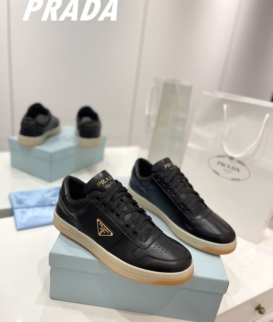 Prada High Quality Minimalist Sporty Leather Comfort Sneakers