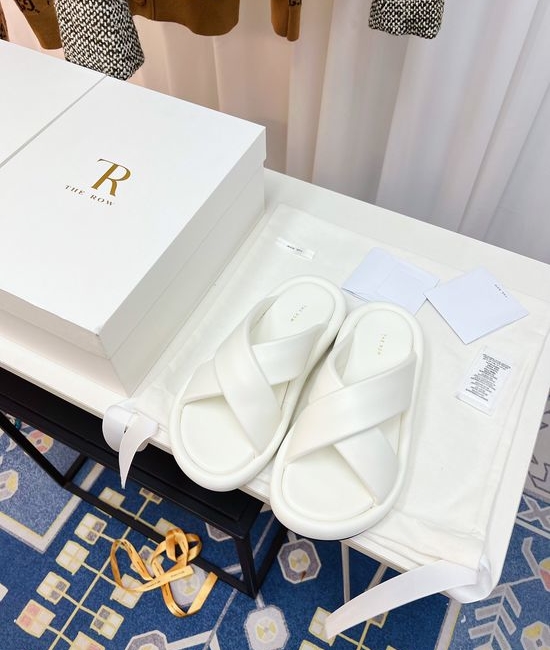 The Row Woven Platform Slide Sandals Soft Sheepskin Lining
