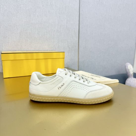 Fendi Suede Leather Splicing Retro Logo Soft Comfortable Sneakers