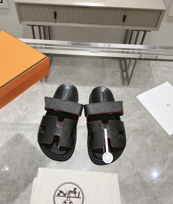 Hermes Genuine Leather Soft Comfort Casual Slide Sandals