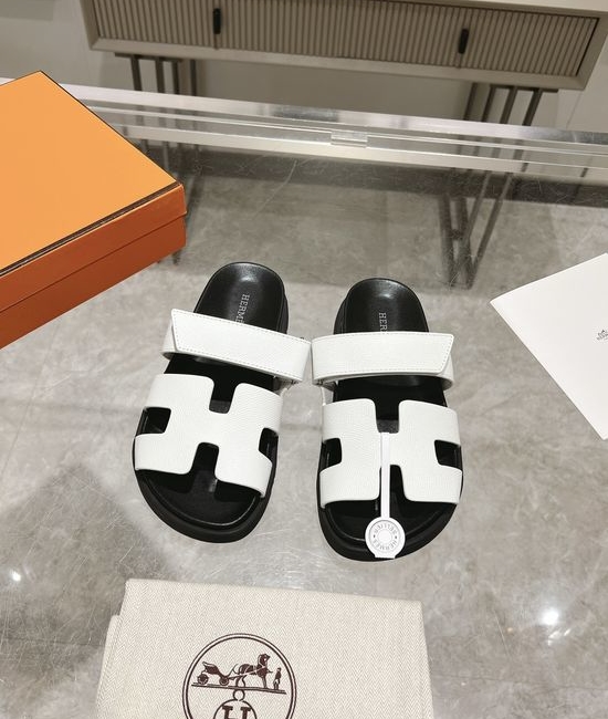 Hermes Genuine Leather Soft Comfort Casual Slide Sandals